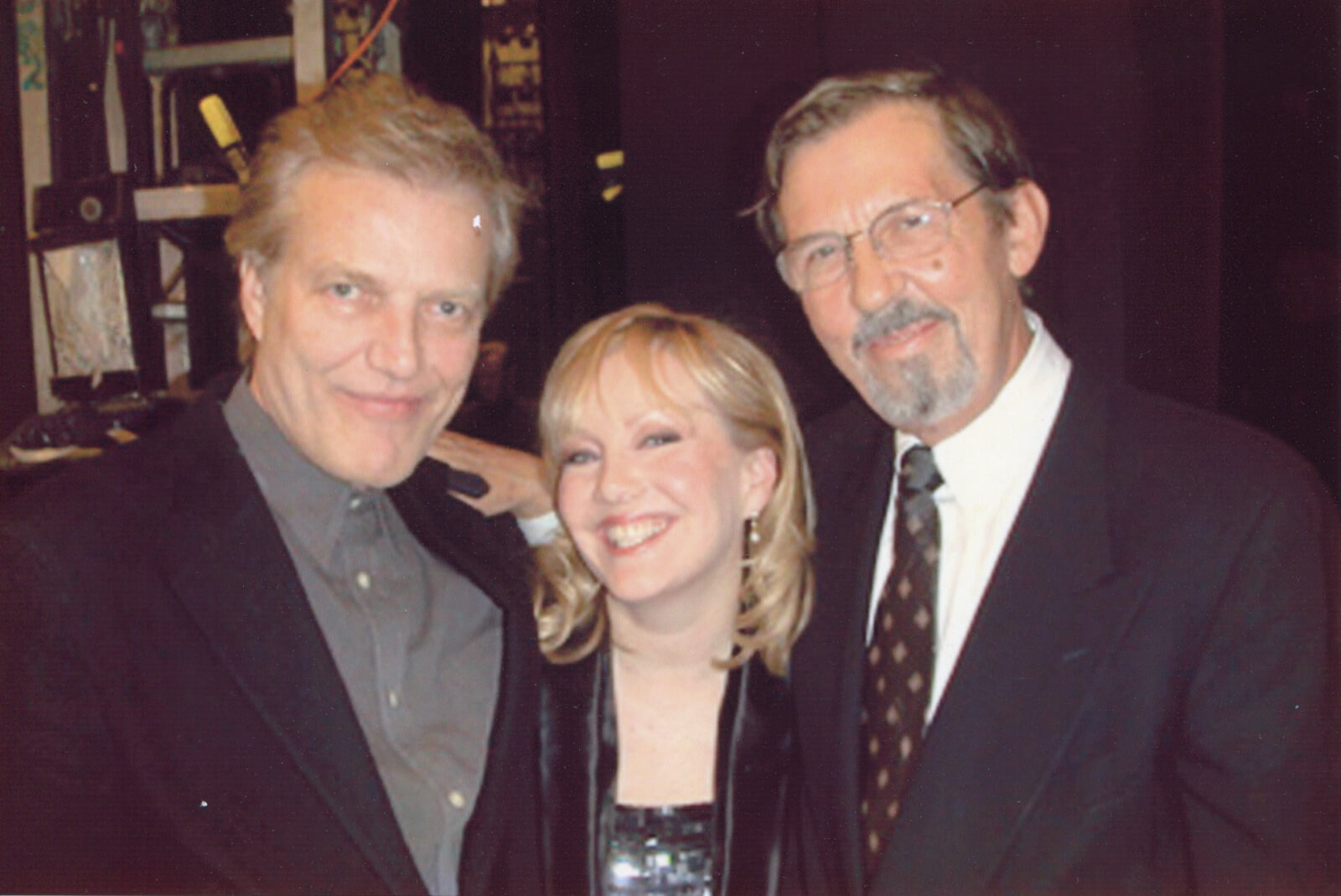 Peter Martins, Susan Stroman, and Robin Wagner (all in dark suits) and the opening night of Double Feature for the New York City Ballet.