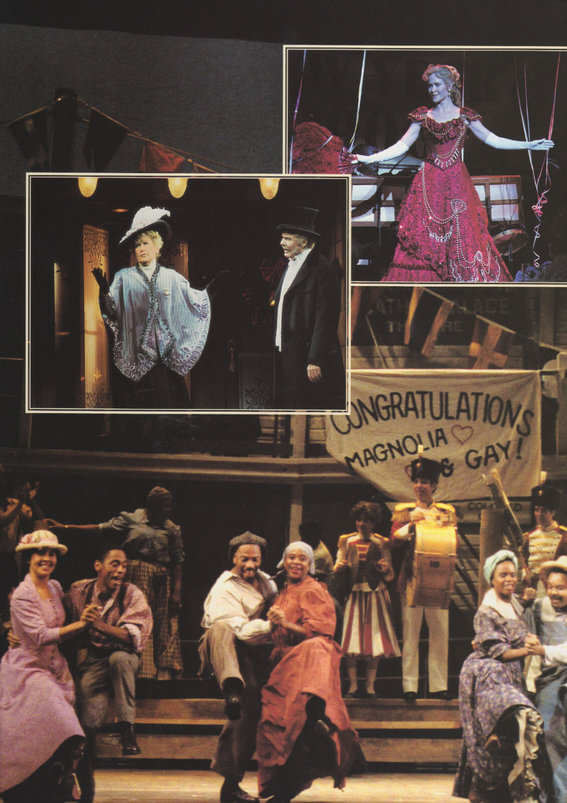 A collage of characters. It shows how people celebrate life — one with music and some dancing albeit not extravagantly dressed; another in beautiful gowns, hats, and suits.