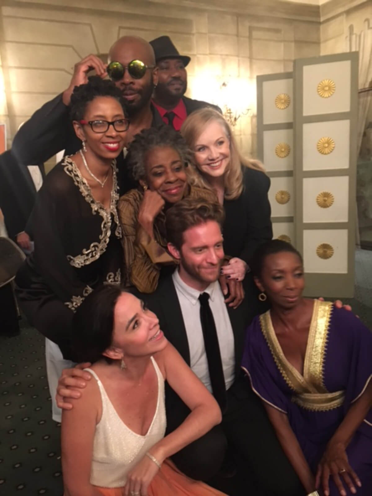 Full cast of Dot with Susan Stroman in a candid photo.