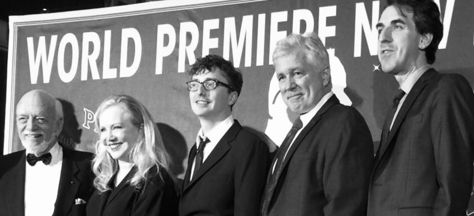 The creative team for Prince of Broadway on opening night in Tokyo. All are dressed in black tie apparel.