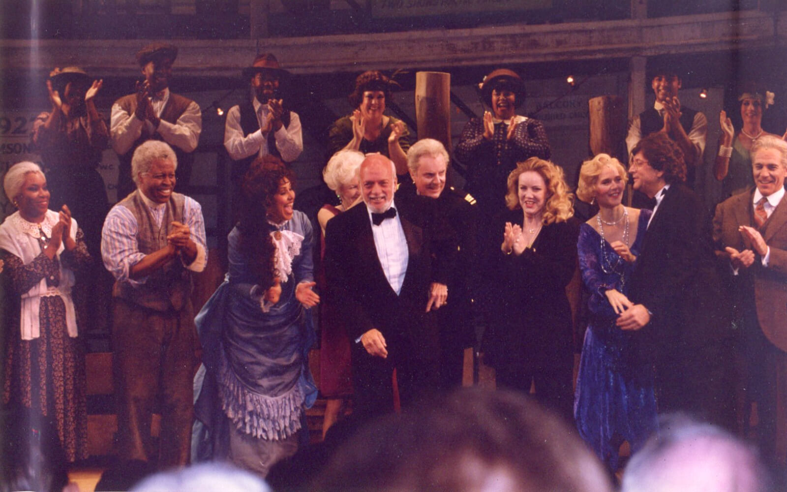 Hal Prince and Susan Stroman with the company of Show Boat on Opening Night in NY.