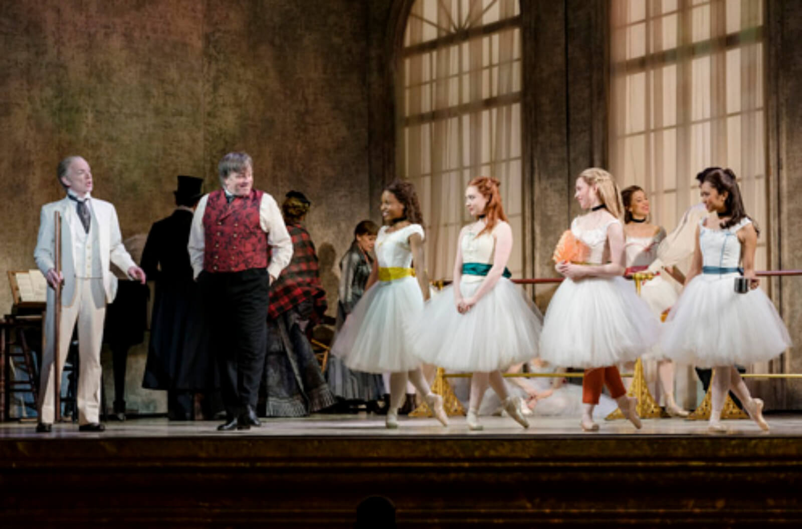 Christopher Gurr, Jimmy Borstelmann and young dancers in ballet class scene from Little Dancer.