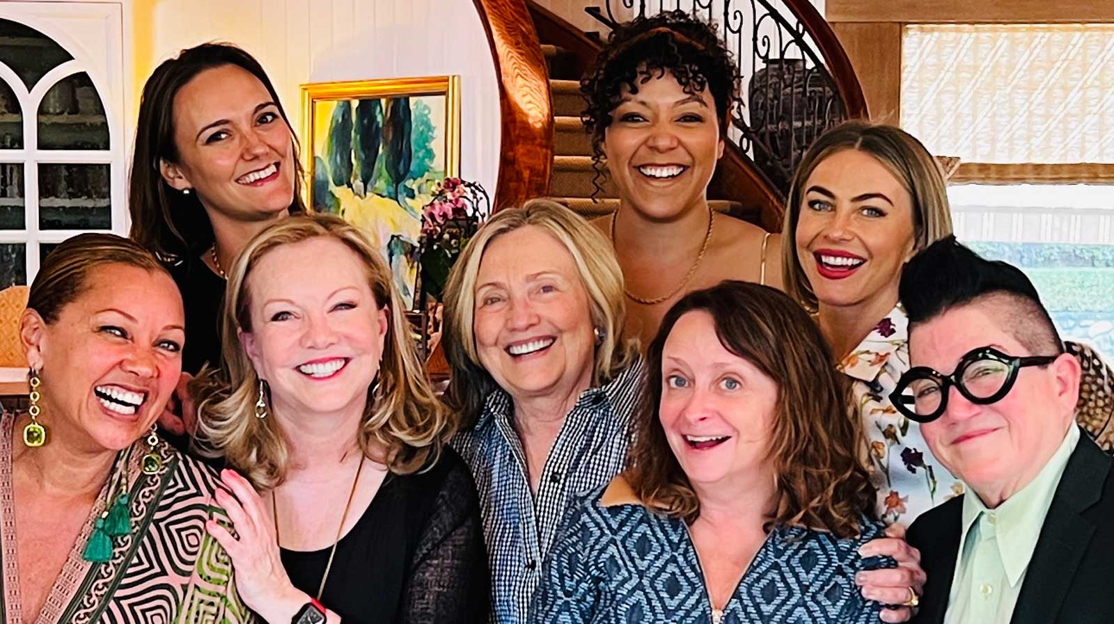 Vanessa Williams, Leah Hofmann, Susan Stroman, Hillary Clinton, Lilli Cooper, Rachel Dratch, Julianne Hough, Lea DeLaria. The women of POTUS on Broadway are guests in the home of Hillary Clinton.