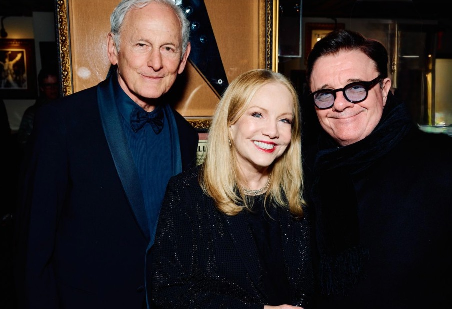 Victor Garber, Susan Stroman, Nathan Lane smiling together on the Opening Night of SMASH.