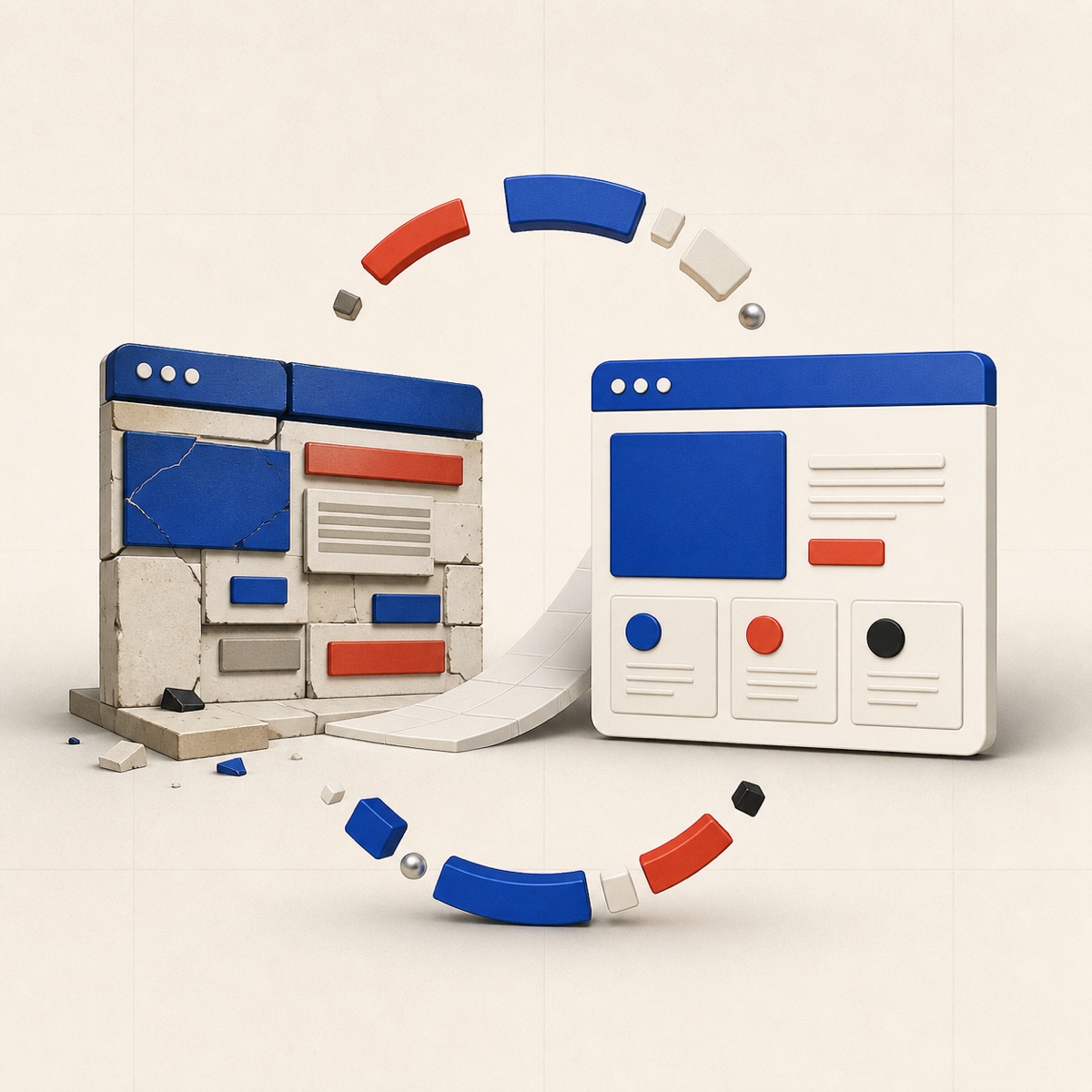 3D-Illustration zur Modernisierung und zum Relaunch einer Website