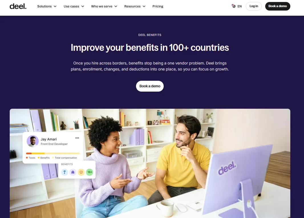 Deel's employee benefits features