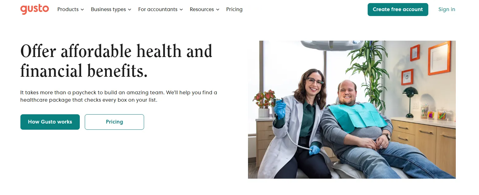 employee benefits by Gusto