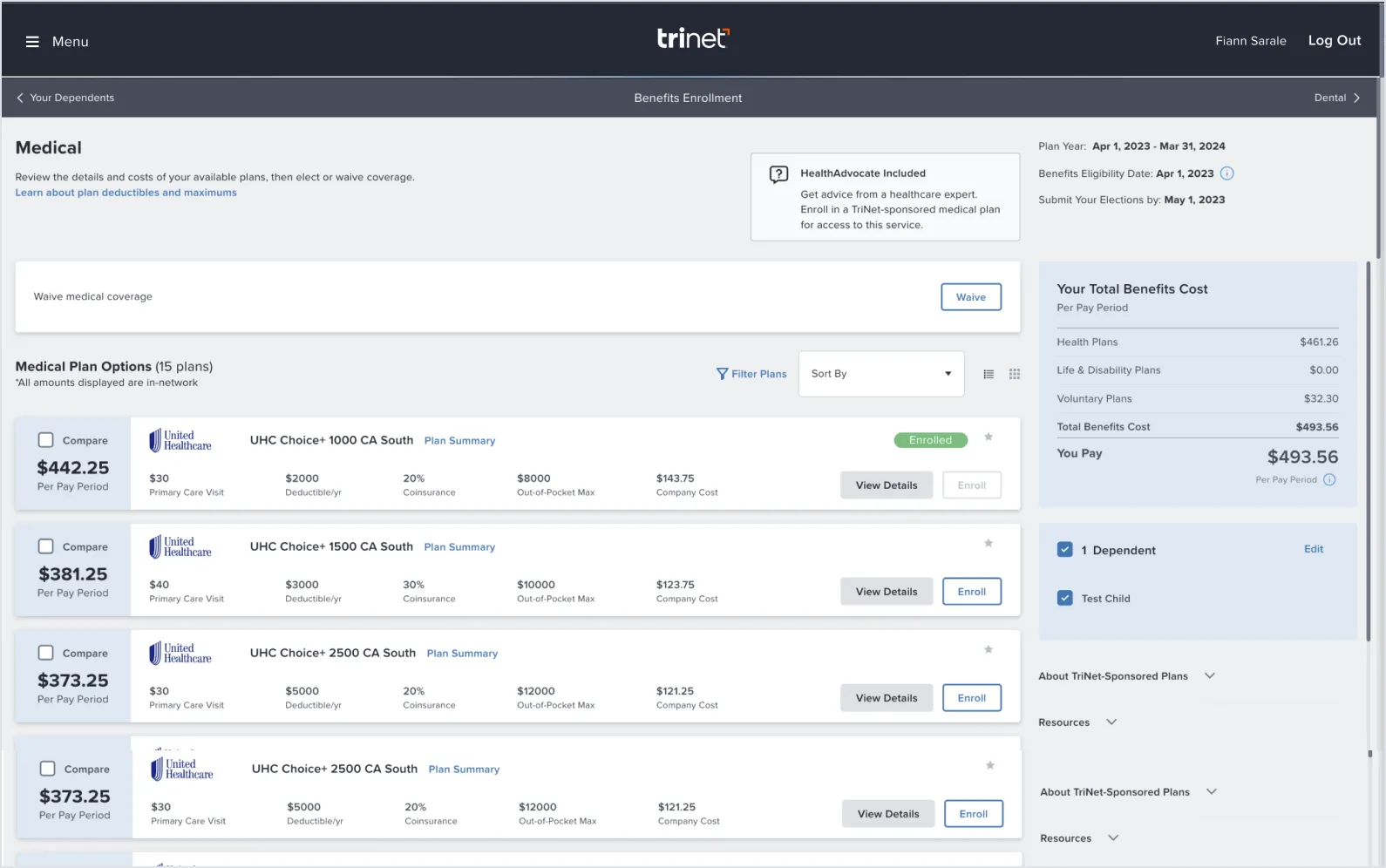 TriNet employee benefits