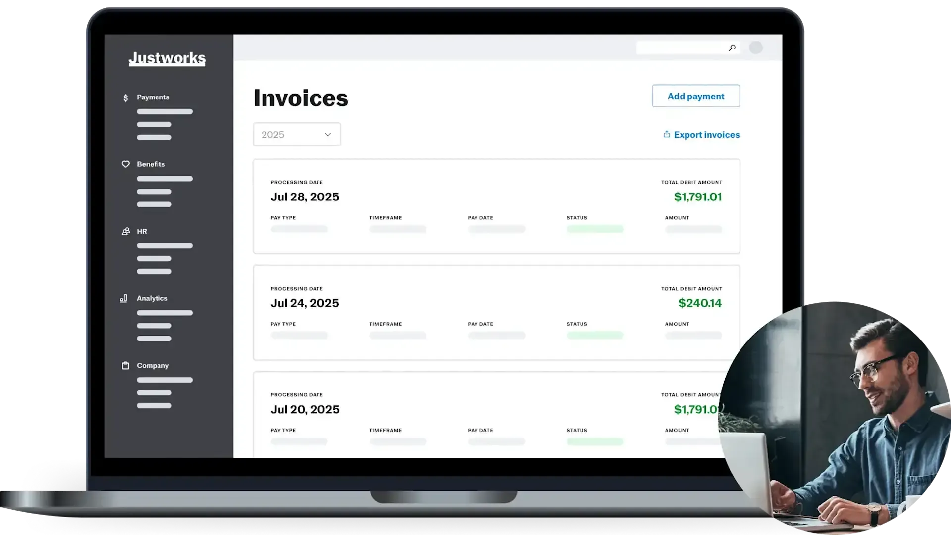 Payroll features from Justworks