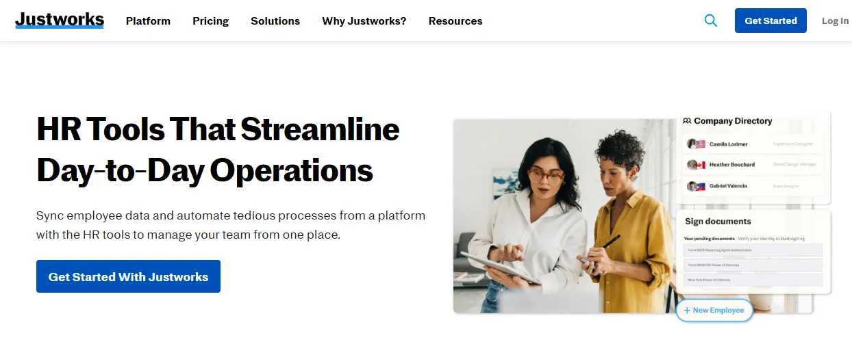 Justworks' HR services features