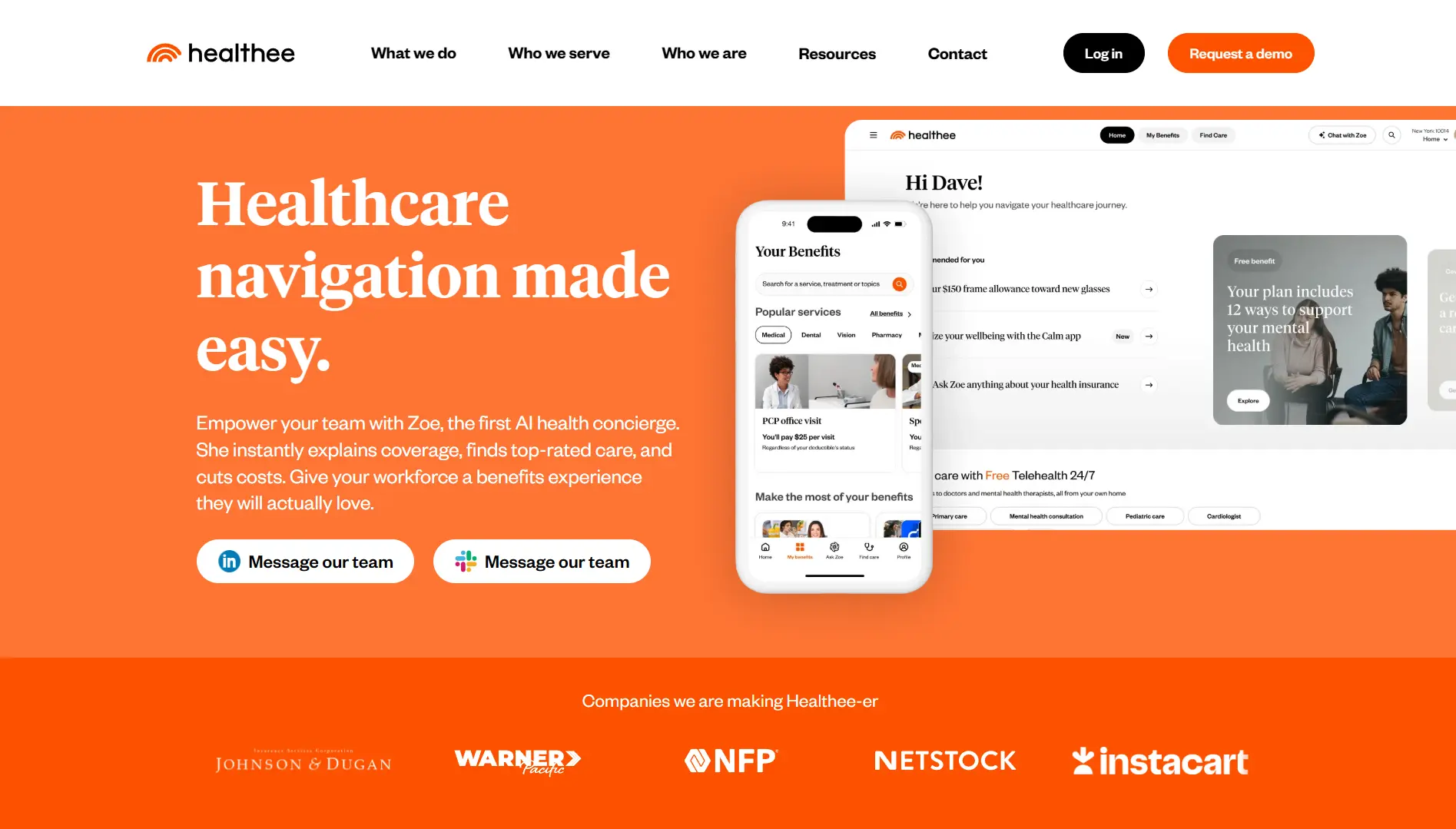 Healthee website homepage