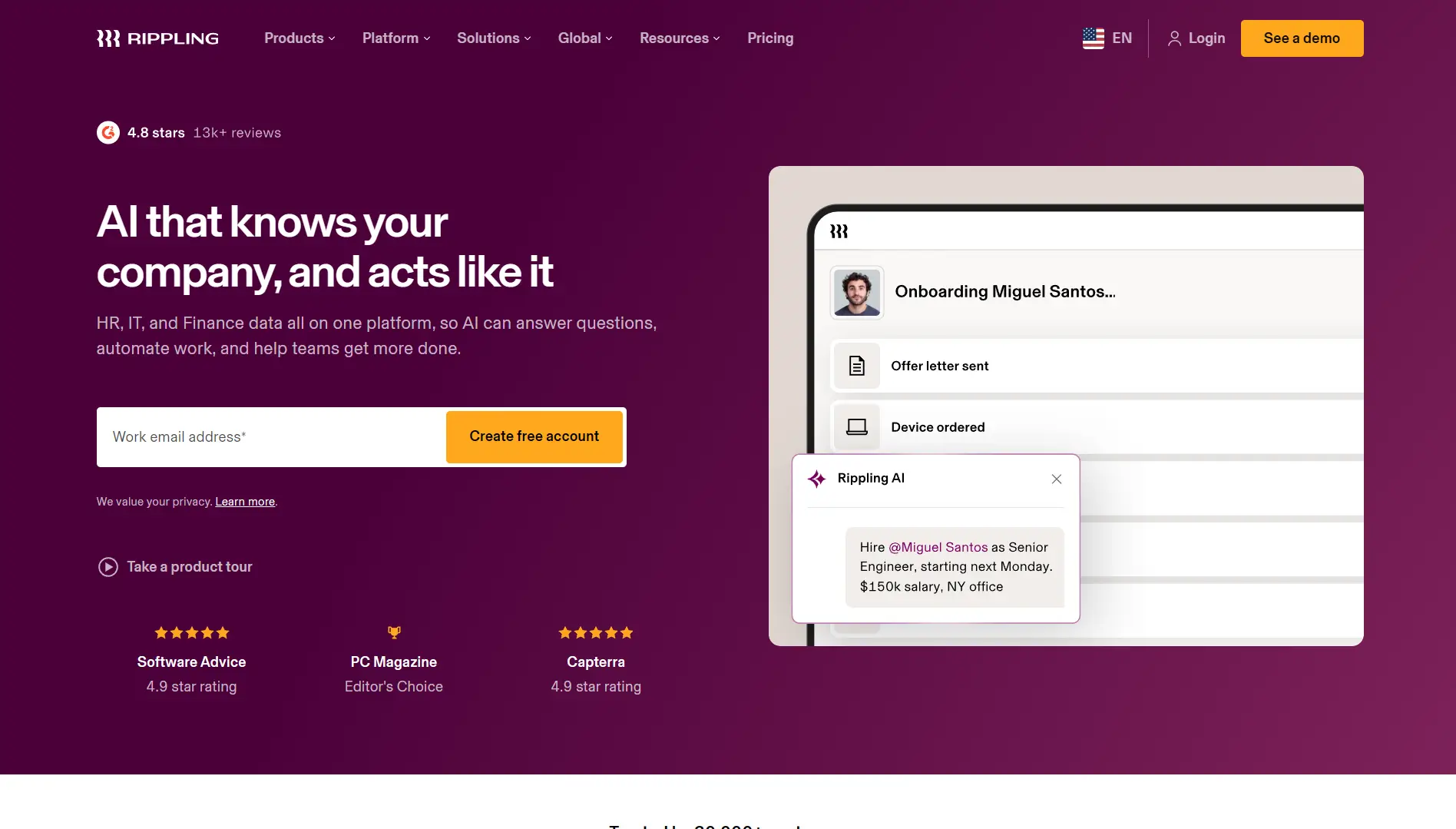 Rippling website homepage