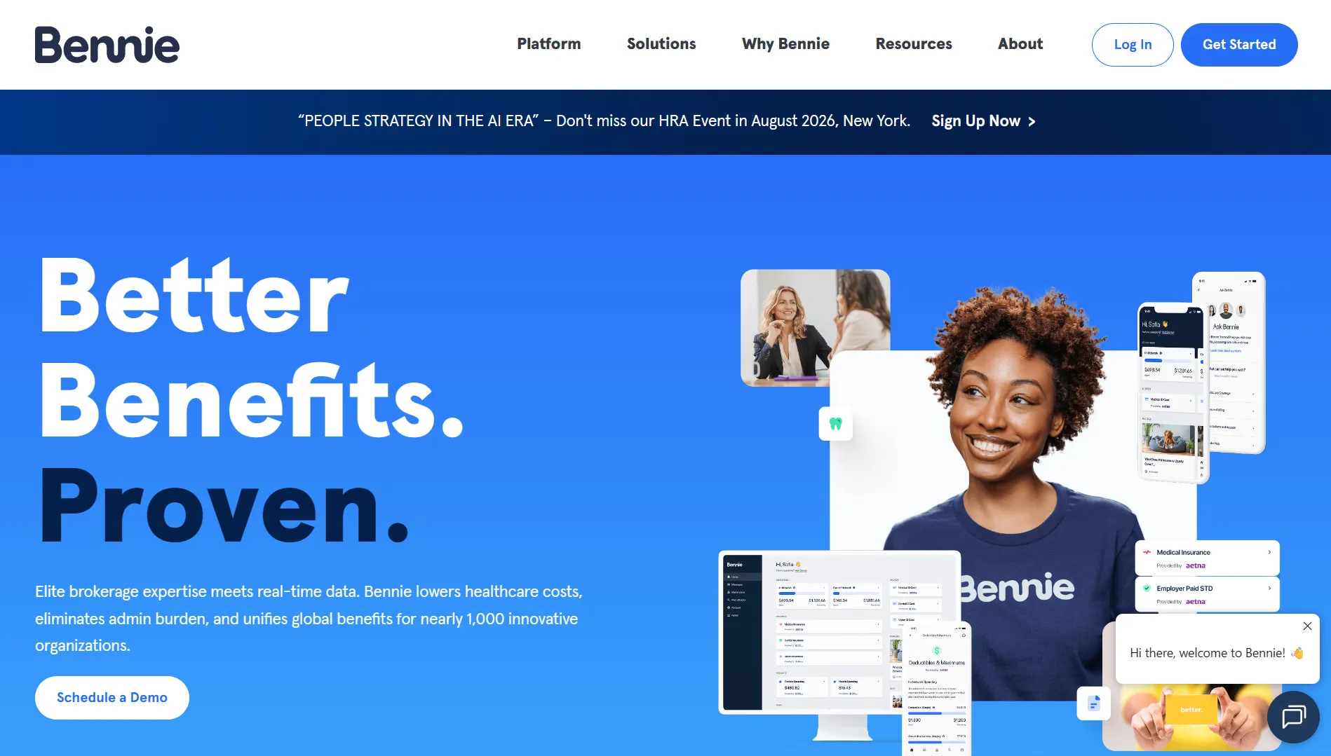 Bennie website homepage
