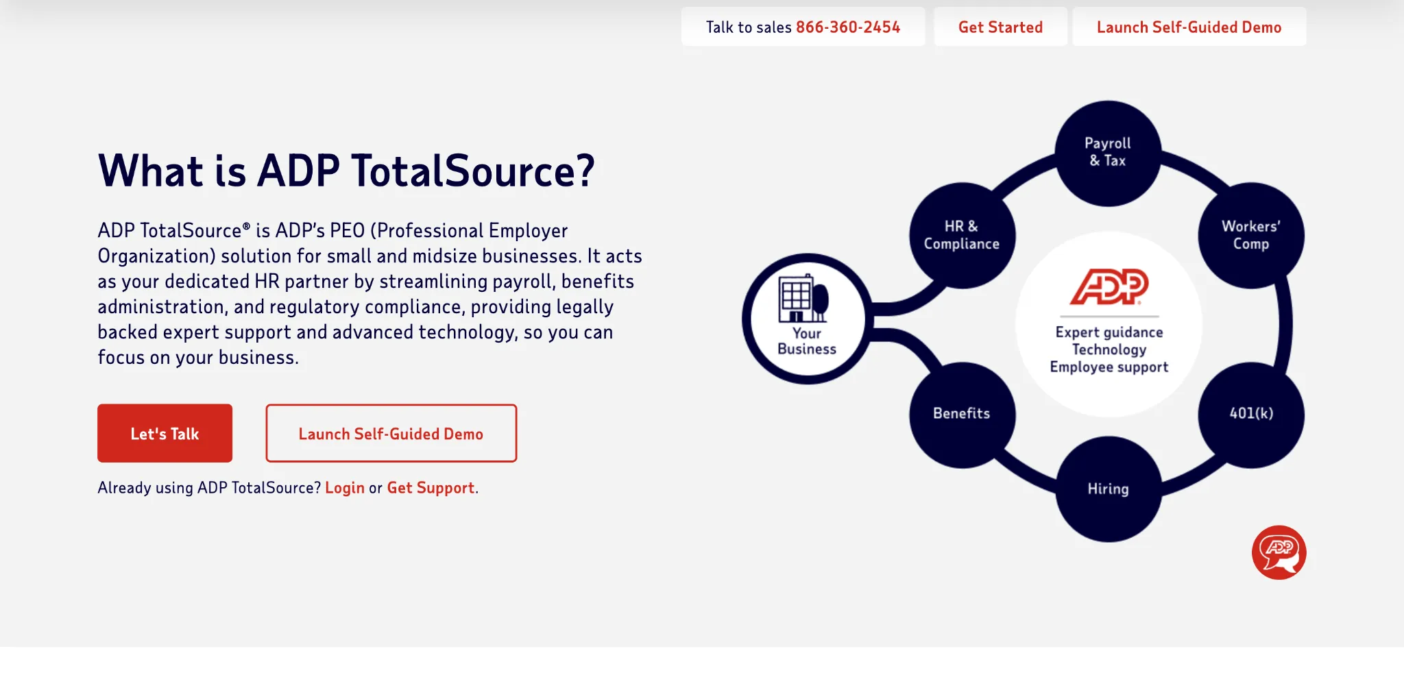 ADP TotalSource's homepage