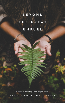 Hands holding a fern leaf, book cover image for Both/And: The Gritty Truth About Family Estrangement by Sharla Cook