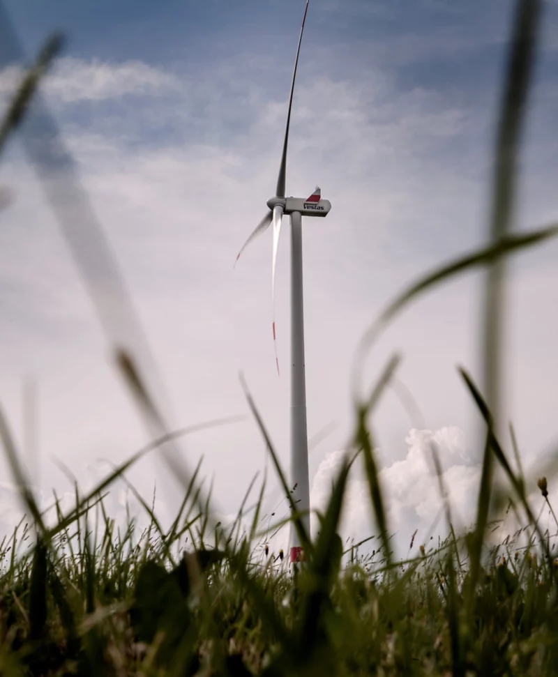 Wind turbine from the view of the ground