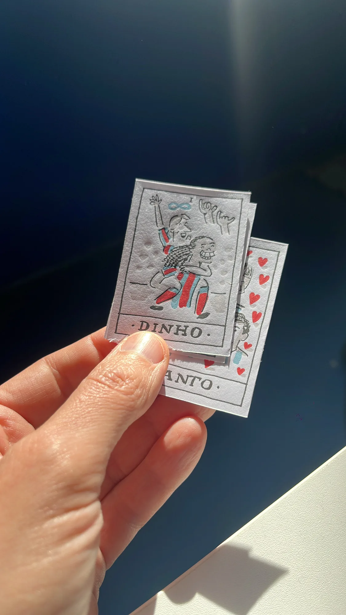 Figurita Messi Tarot impresa en letterpress, carta I Dinho