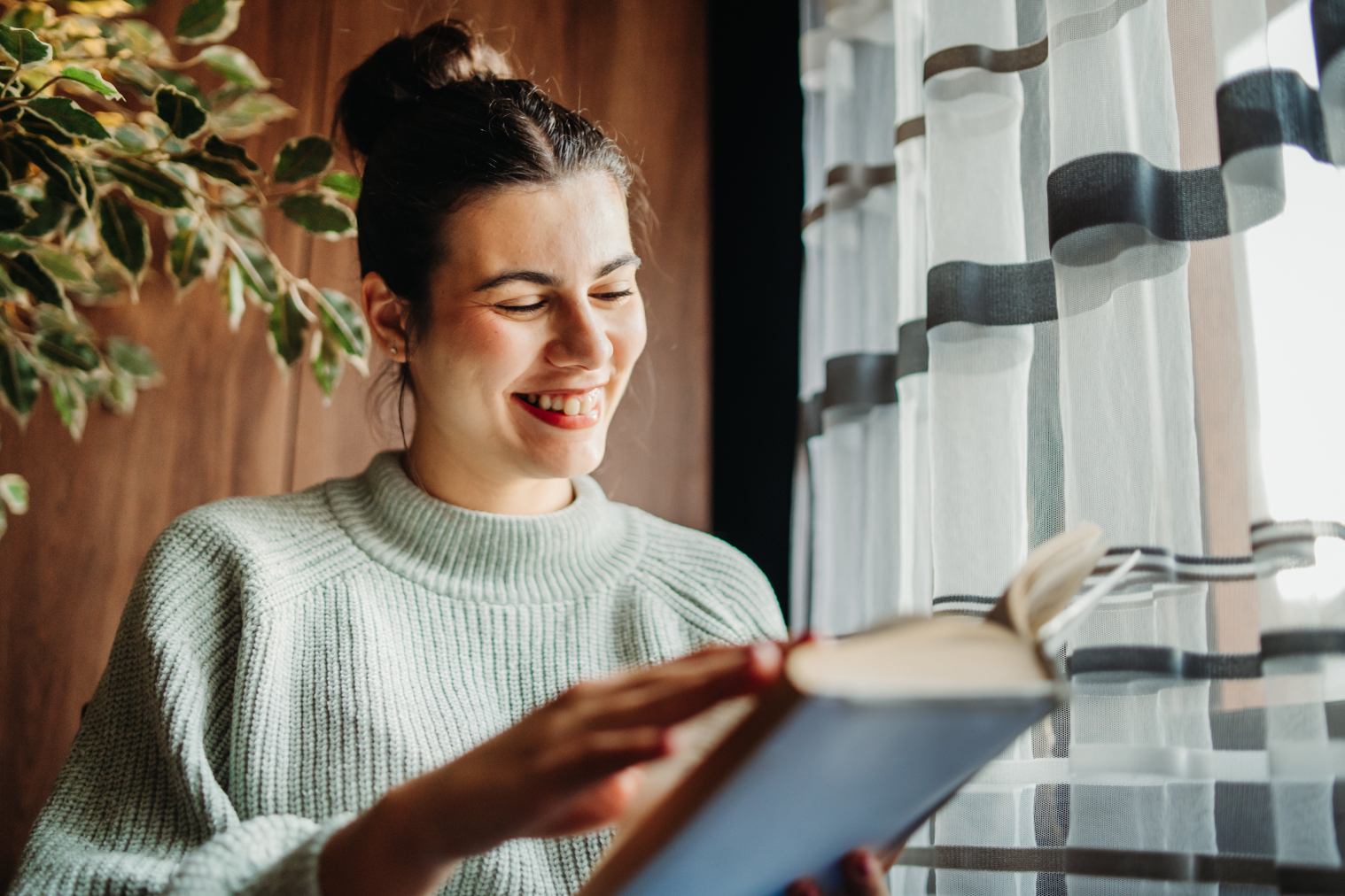 Woman reading book stock image