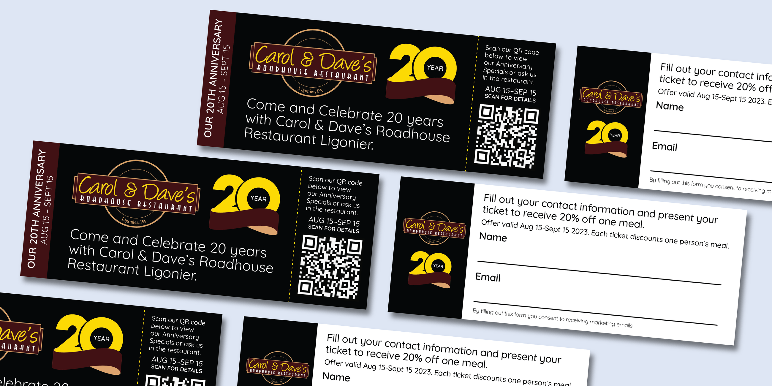 Image of 20th anniversary tickets handed out prior to event.
