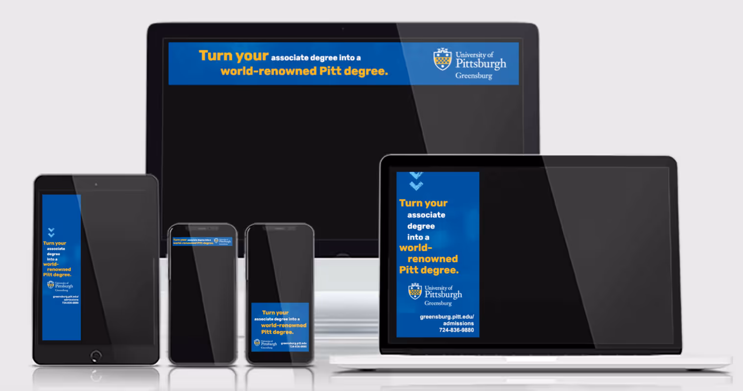 Display ads were sized to fit a variety of mobile and desktop devices.