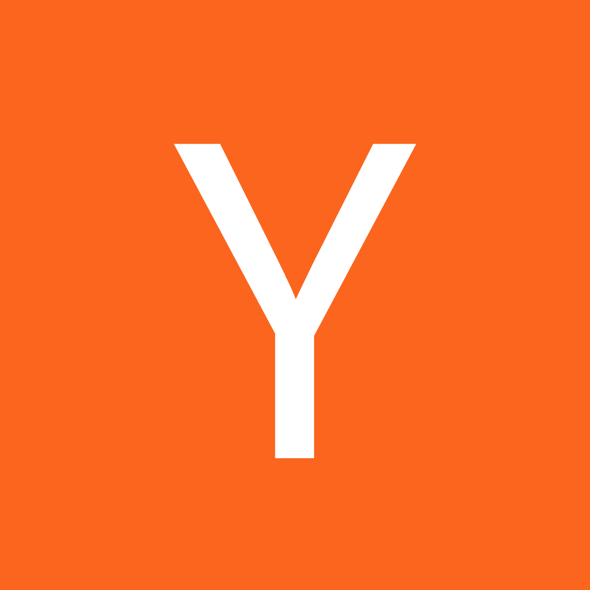 Capital letter Y in white on an orange background.