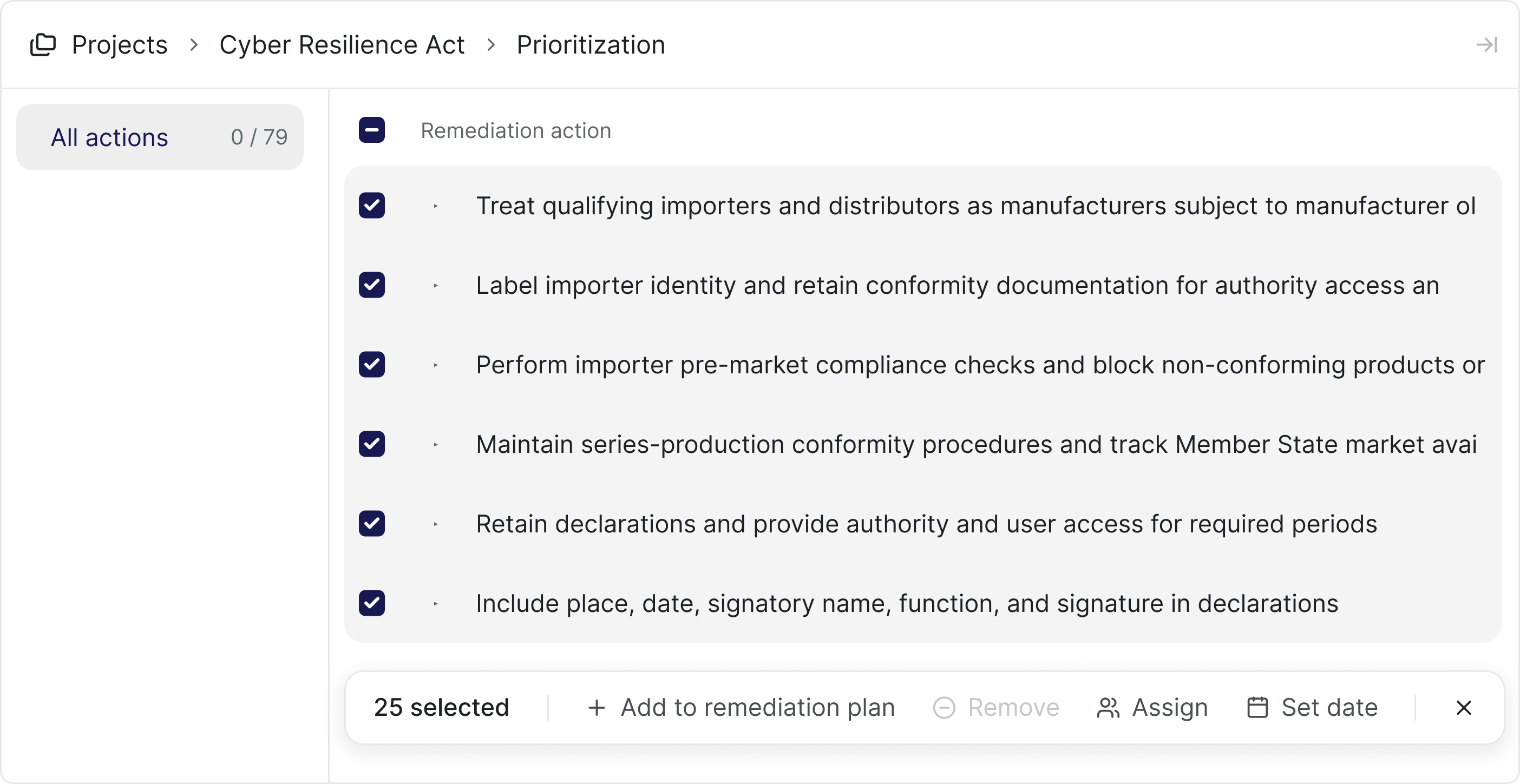 ComplyDo prioritisation of remediation actions