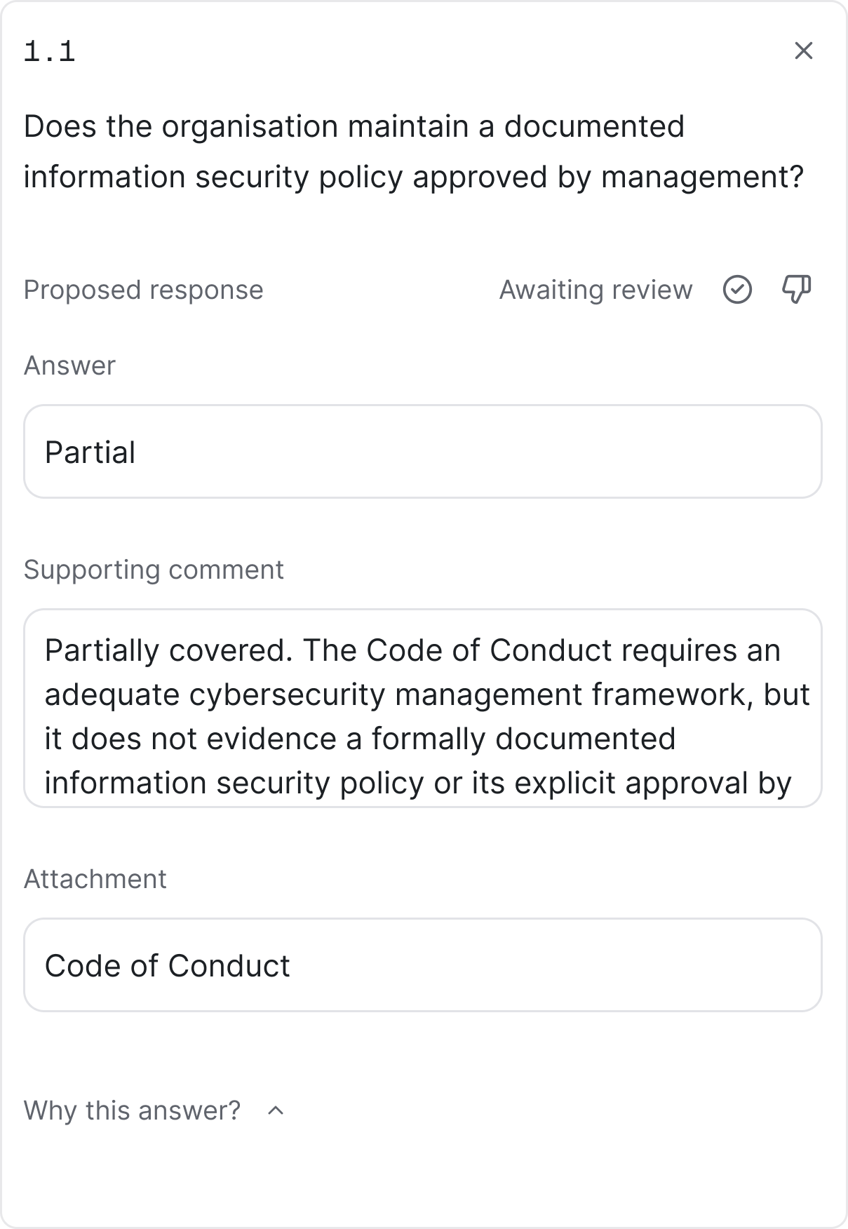 ComplyDo answer review with confidence score