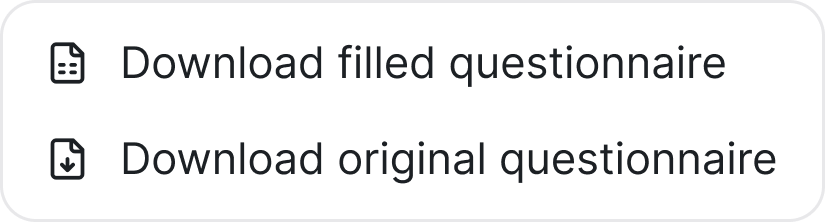 ComplyDo download menu for a filled questionnaire