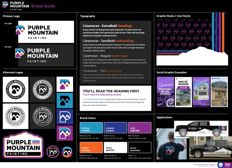 Quick brand guide for Purple Mountain Painting