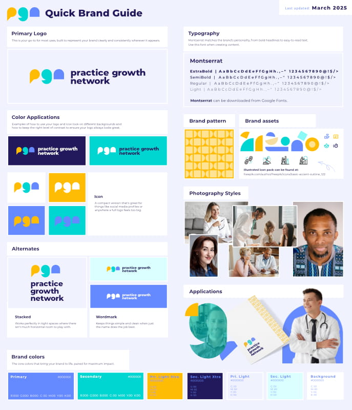 Quick brand guide for Practice Growth Network