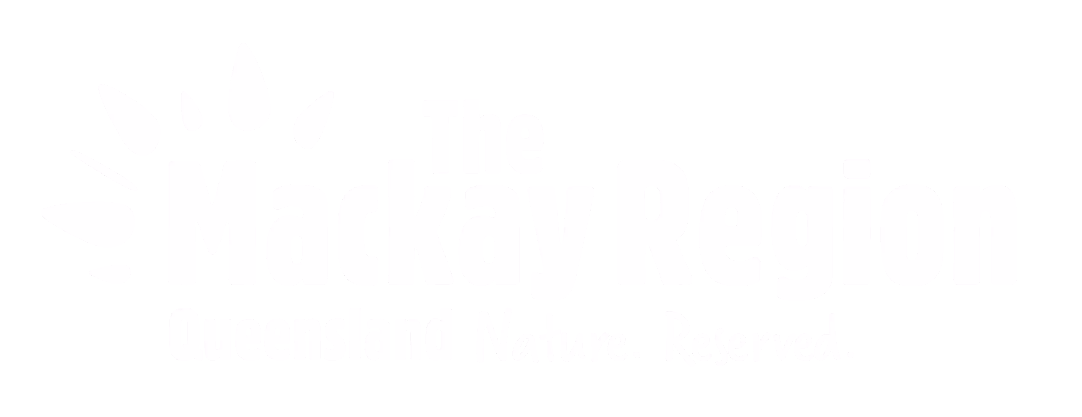 The Mackay Region Queensland Nature. Reserved. logo with stylized leaf design.