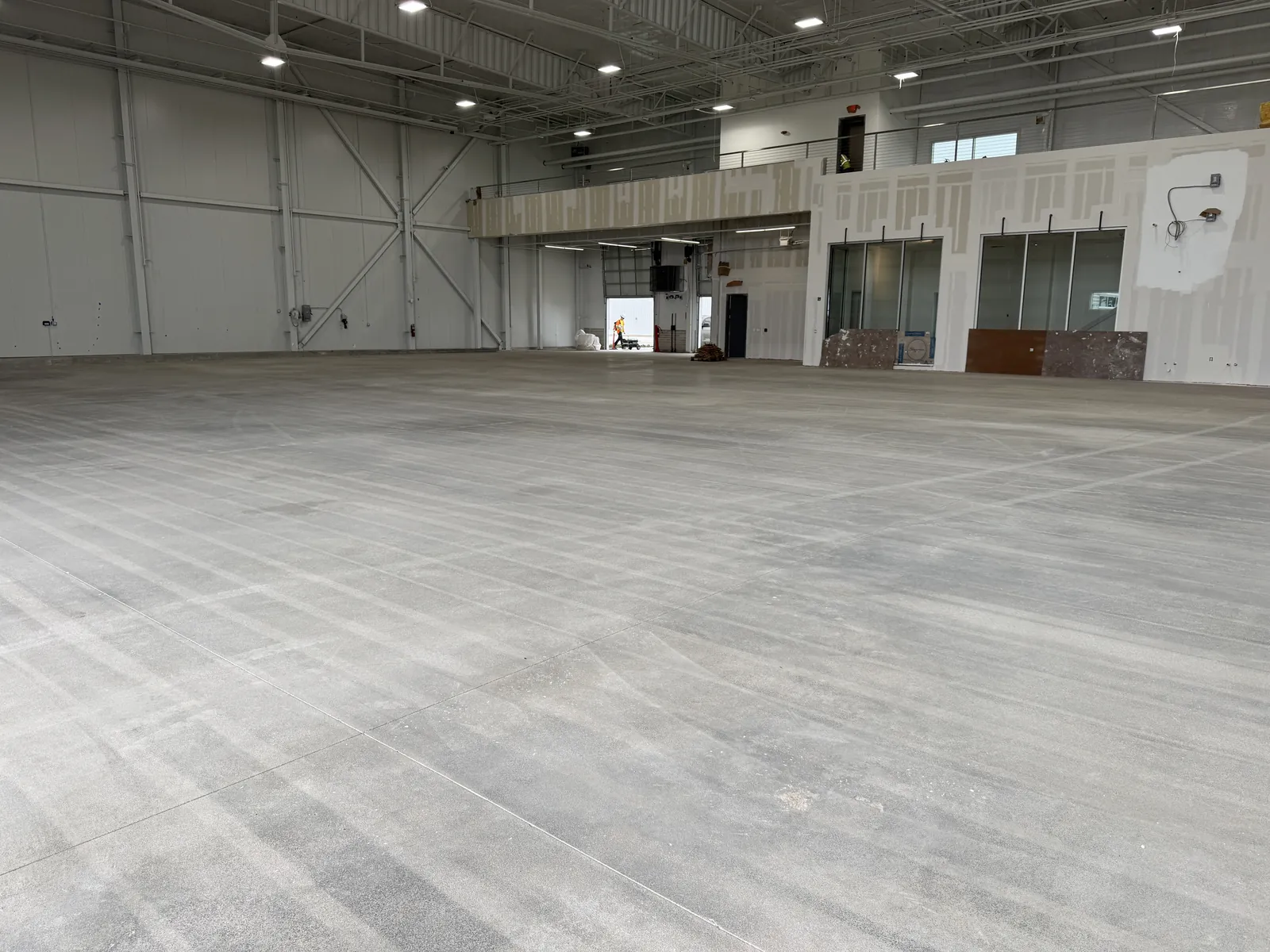 Large prepped concrete slab ready for coating