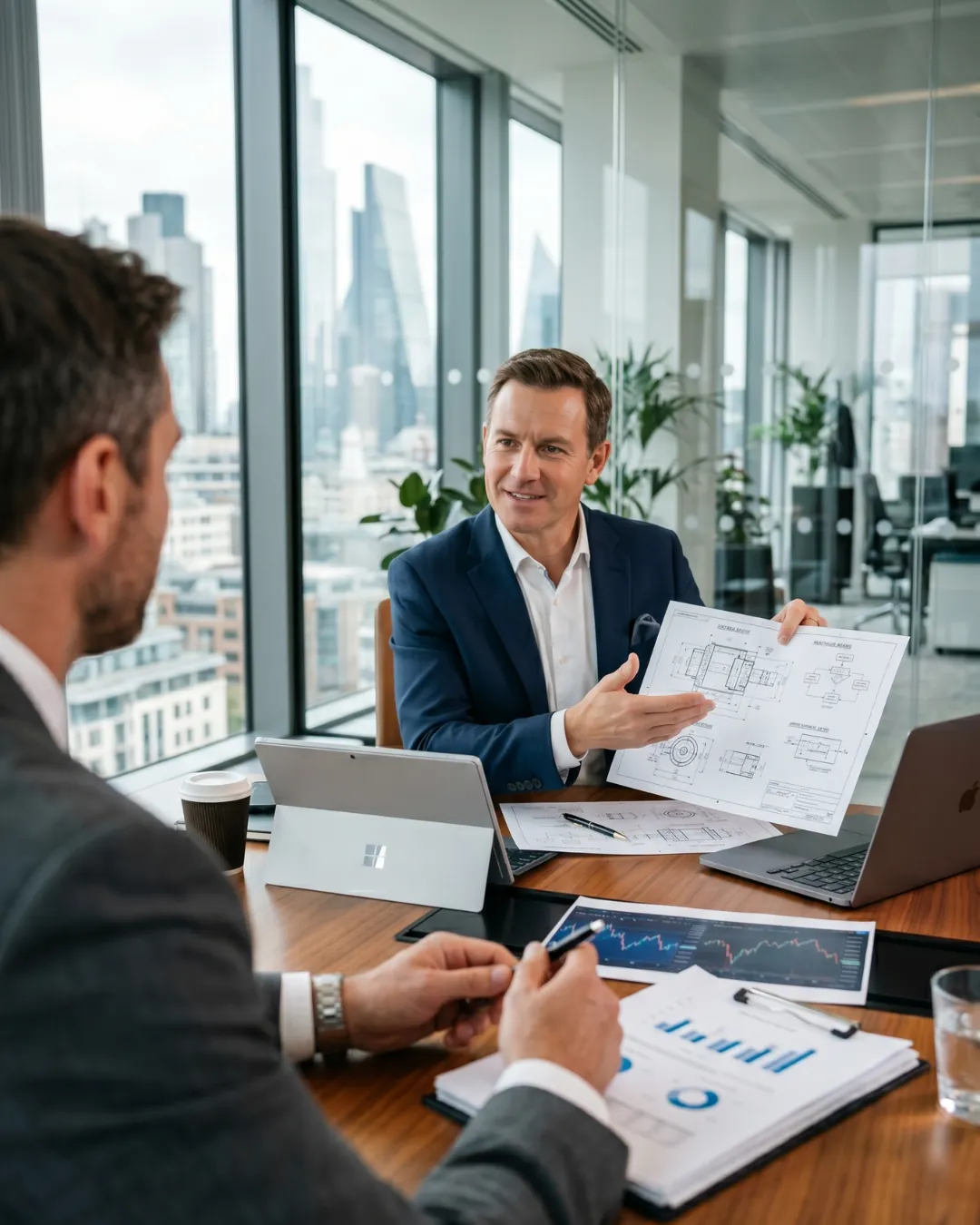 Advisor and business owner reviewing an equipment financing proposal