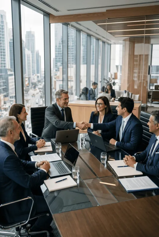 Business owners meeting in a boardroom