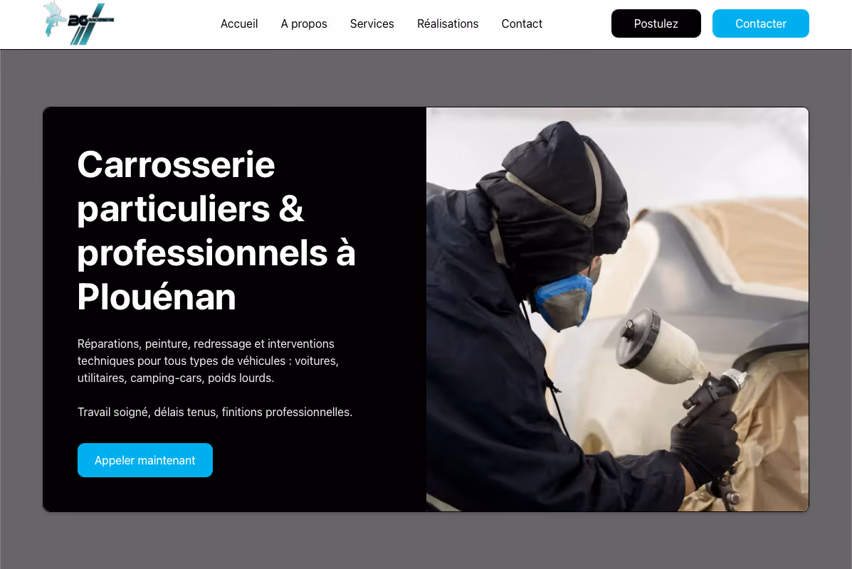 Site web BC Carrosserie — Carrosserie auto et industrielle à Plouénan, Finistère