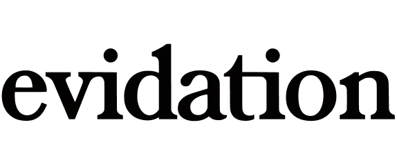 Black text reading "evidation" in large serif font on white background