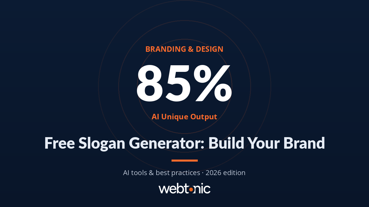 Free slogan generator guide thumbnail showing 85 percent unique output rate from AI tools