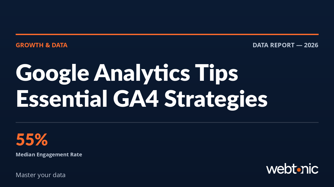 Google Analytics Tips article thumbnail showing GA4 strategies and engagement rate data