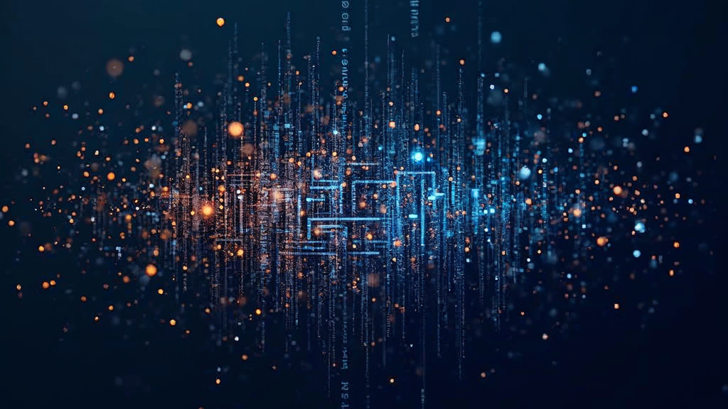 Abstract visualization of artificial intelligence transforming text through neural network processing