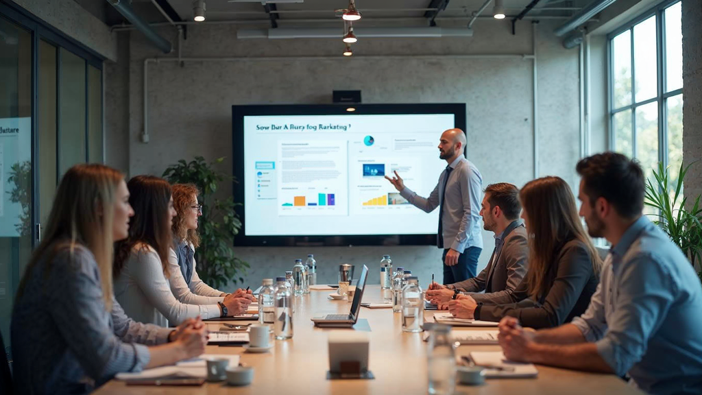 Marketing analytics dashboard showing key takeaways performance metrics and insights