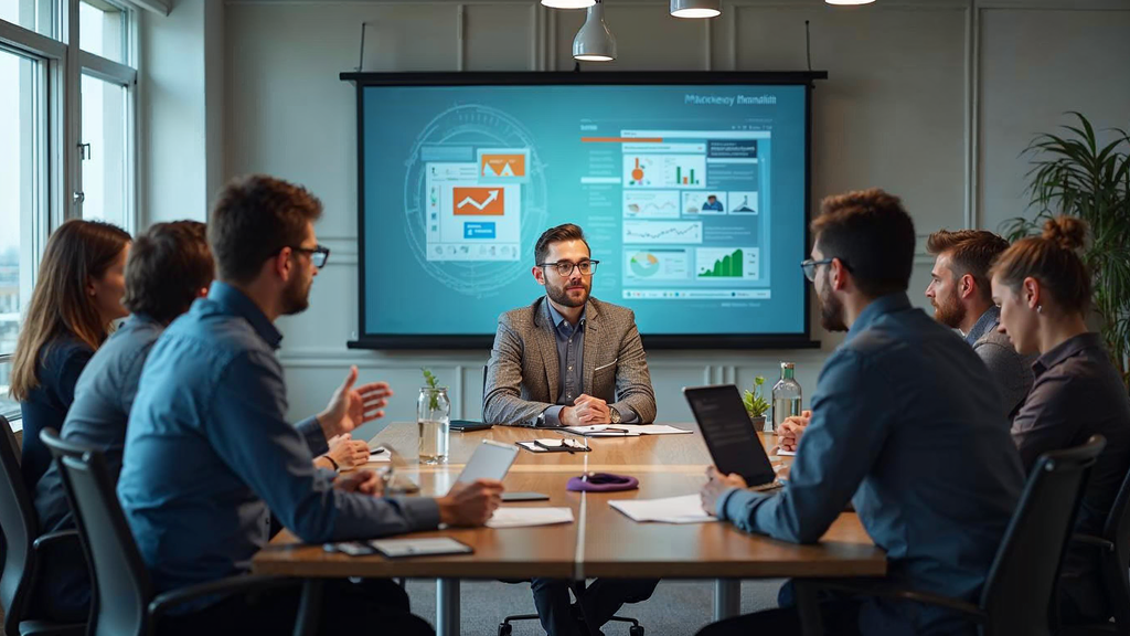 Marketing analytics dashboard showing key takeaways performance metrics and insights