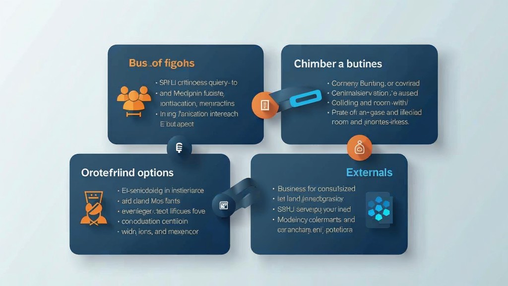 Clean four-quadrant strategic planning infographic showing internal and external business factors in navy and orange