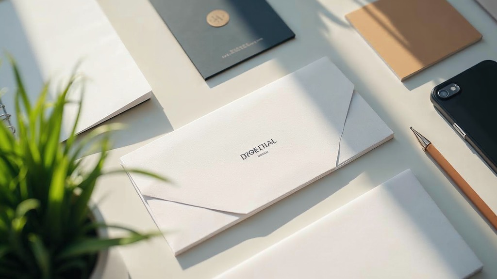 Business cards and branded stationery laid out on a desk as a reference for consistent contact details