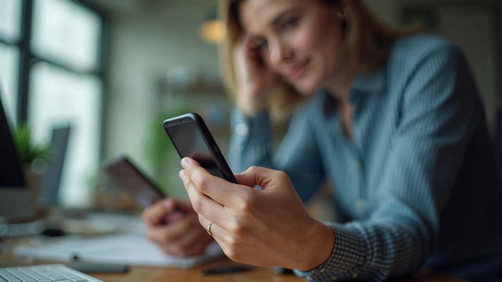 Person checking business email on a smartphone, where most email signatures are first read