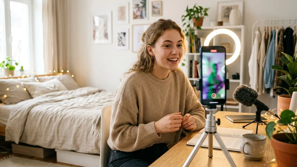 Creator filming a vertical video on a tripod-mounted phone, the native format every Snapchat ad has to match