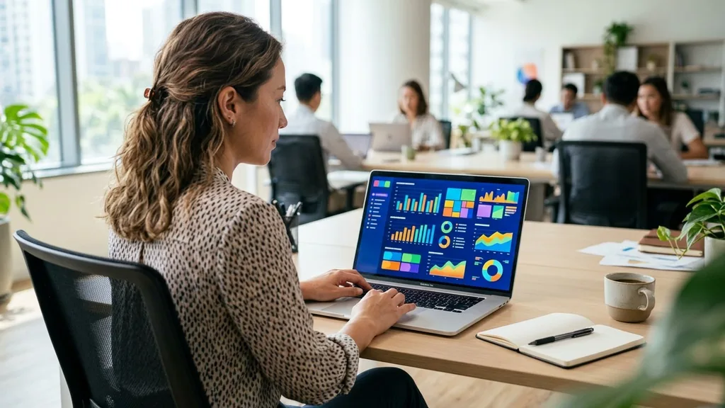 Laptop showing an advertising analytics dashboard used to review Snapchat Ads Manager performance