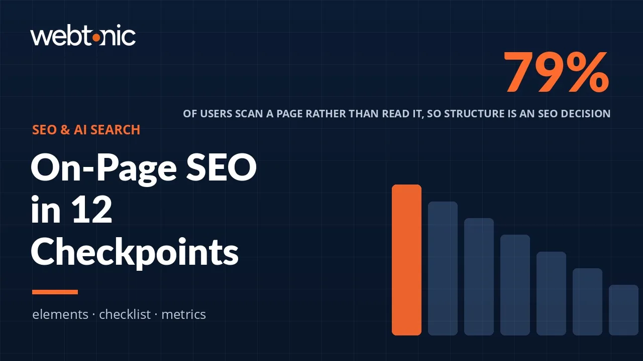 On-Page SEO: The 12-Point Checklist That Moves Rankings — Web Tonic blog thumbnail