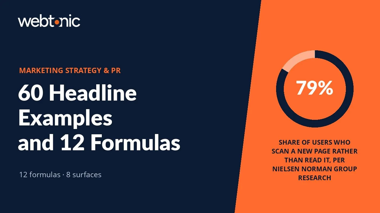 Headline Examples: 60 Openers and the 12 Formulas Behind Them — Web Tonic blog thumbnail