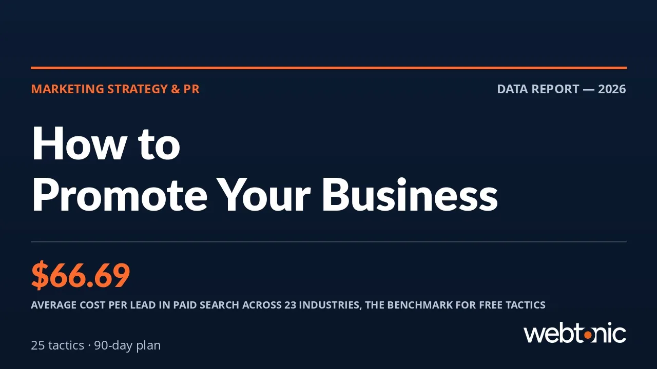 How to Promote Your Business: 25 Tactics Ranked by Cost and Effort — Web Tonic blog thumbnail