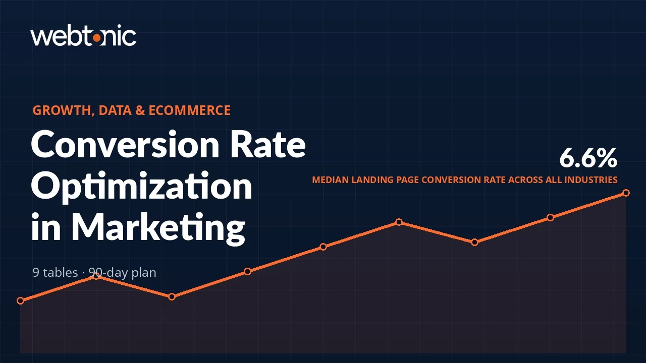Conversion Rate Optimization in Marketing: Benchmarks, Process and a 90-Day Plan — Web Tonic blog thumbnail